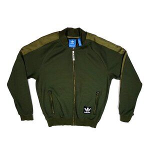 RARE Adidas M Track Jacket Mens  Green Waffle Knit Cargo Flap Military Pockets